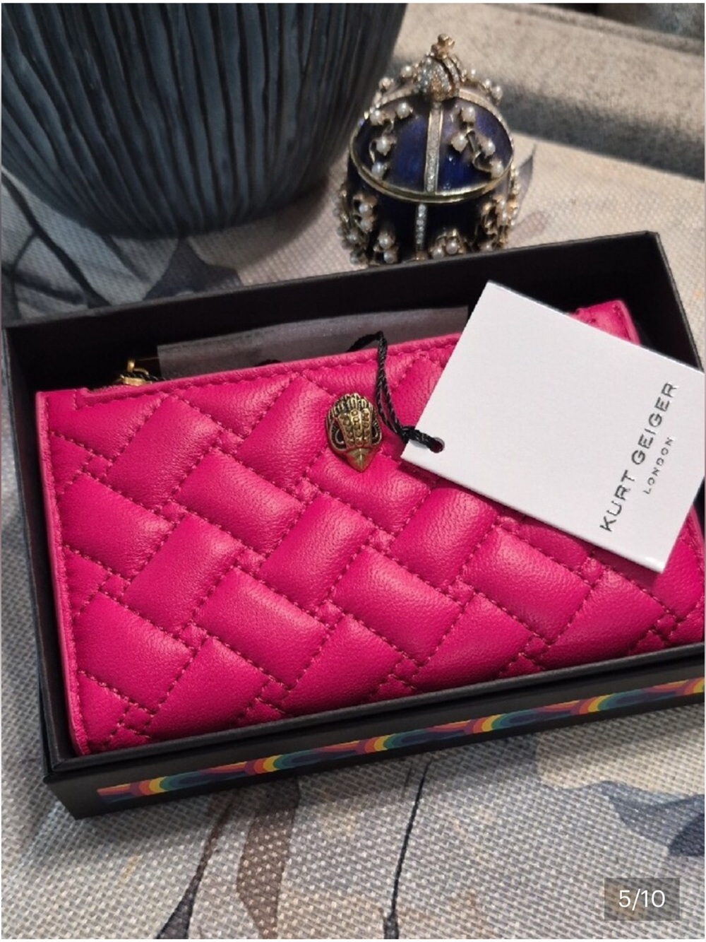 Kurt Geiger Hot Pink Quilted Zip Wallet